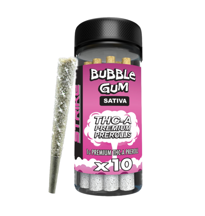 STRIKE 10CT JAR 1G PRE ROLL SATIVA â__ BUBBLE GUM