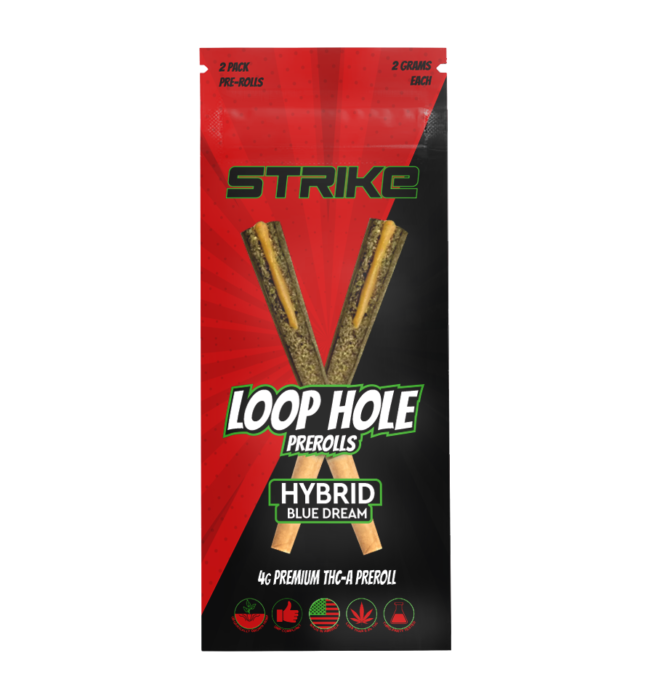LOOP HOLE 2 PACK 4G PREMIUM THCA PREROLL - HYBRID - BLUE DREAM