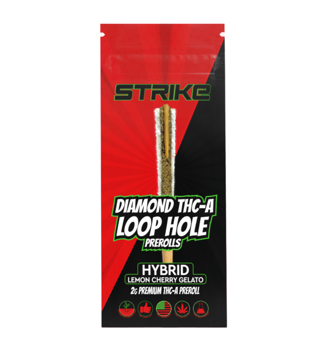 DIAMOND LOOP HOLE 2G PREMIUM THCA PREROLL - HYBRID - LEMON CHERRY GELATO