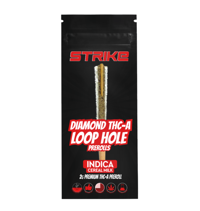 DIAMOND LOOP HOLE 2G PREMIUM THCA PREROLL - INDICA - CEREAL MILK