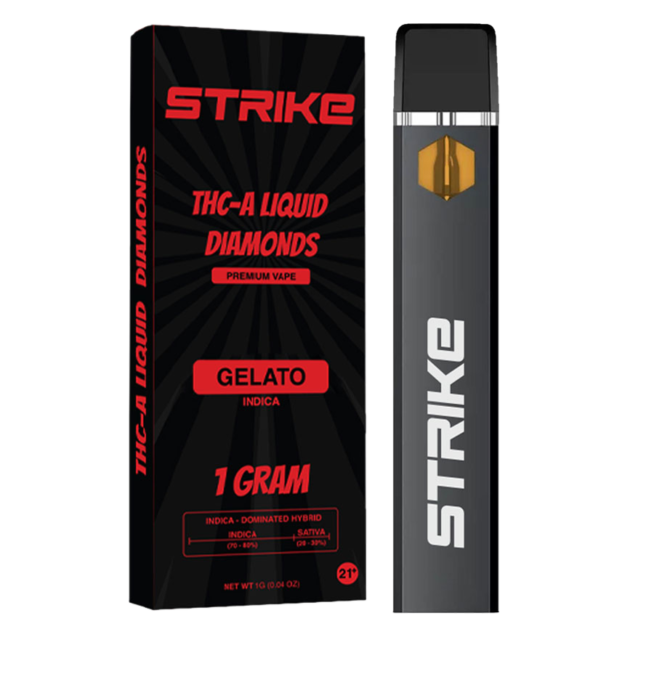 STRIKE THCA LIQUID DIAMOND 1G DISPOSABLE INDICA | GELATO