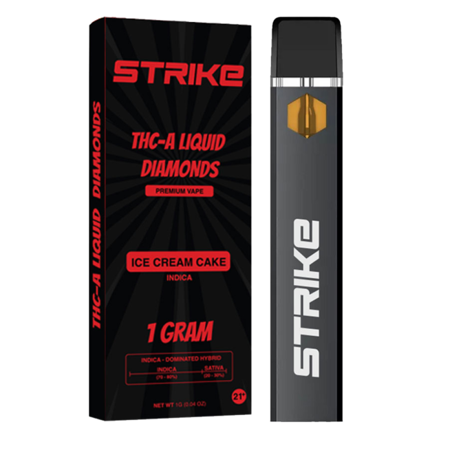 STRIKE THCA LIQUID DIAMOND 1G DISPOSABLE INDICA | ICE CREAM CAKE